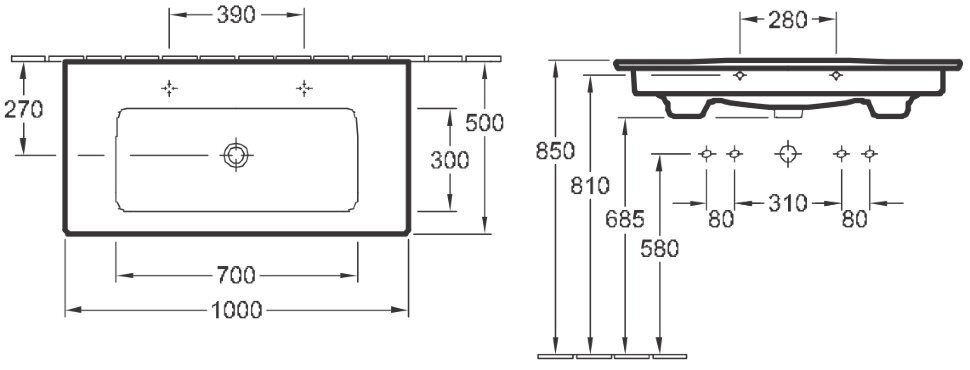 Умивальник підвісний Villeroy&Boch Venticello, 100 (4104AK01)