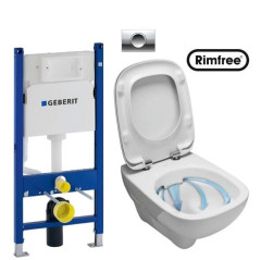 Комплект: Унитаз Kolo Style Rimfree + Инсталляция Geberit Duofix Delta + Крышка Soft-Close + Клавиша Delta 11 (L23120000+458.126.00.1+L20112000+115.105.21.1)