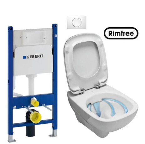 Комплект: Унитаз Kolo Style Rimfree + Инсталляция Geberit Duofix Delta + Крышка Soft-Close + Клавиша Delta 11 (L23120000+458.126.00.1+L20112000+115.120.11.1)
