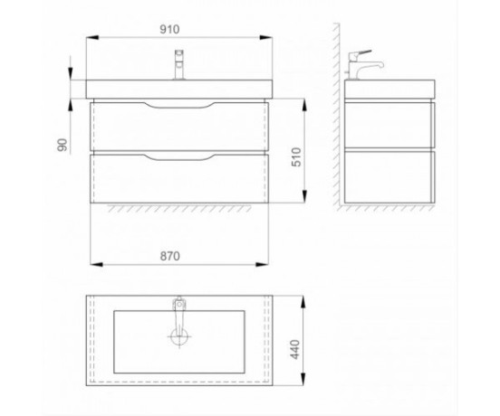 Тумба з умивальником Sanwerk Alessa Air, 91 (MV0000362)