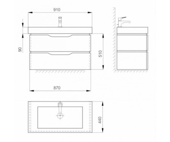 Тумба з умивальником Sanwerk Alessa Air, 91 (MV0000589)