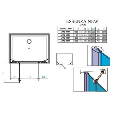 Душові двері Radaway Essenza New DWJS 140R, праві (385033-01-01R)