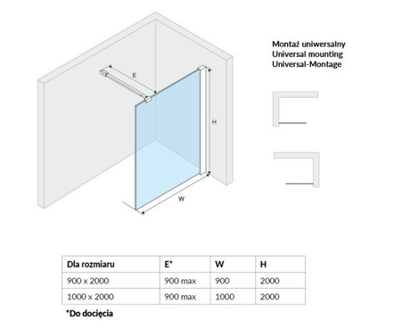 Душевая стенка Excellent Vidog Walk-In, 90x200 (KAAC.1506.900LP)