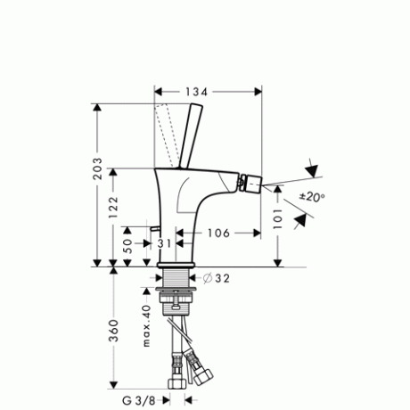 Смеситель для биде Hansgrohe PuraVida, джойстик, белый (15270400)