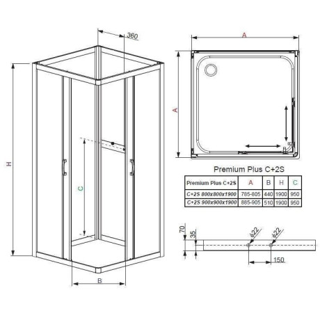 Душова стінка Radaway Premium Plus 2S 80 (33443-01-01N)