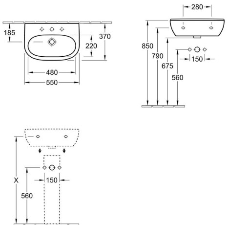 Умывальник подвесной Villeroy&Boch O.Novo, 55 (51665601)
