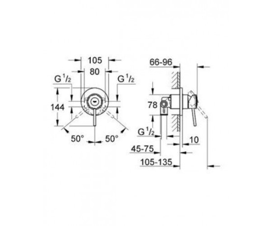 Cмеситель для душа Grohe Bau Classic, однорычажный, хром (29048000)