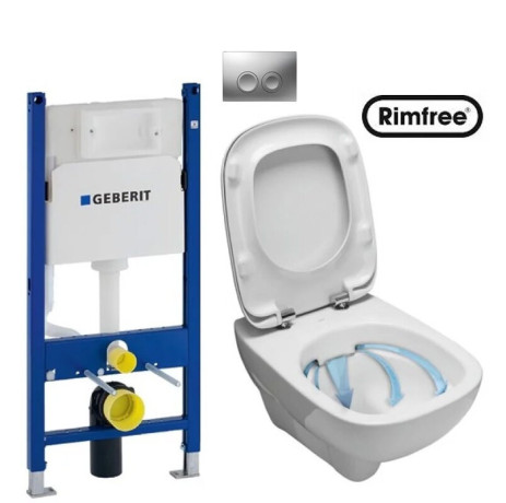 Комплект: Унитаз Kolo Style Rimfree + Инсталляция Geberit Duofix Delta + Крышка Soft-Close + Клавиша Delta 21 (L23120000+458.126.00.1+L20112000+115.125.46.1)