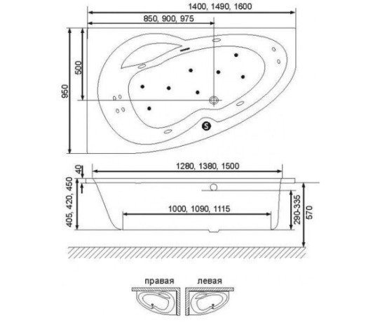 Ванна акрилова Excellent Newa Plus, ліва, 160x95 (WAEX.NEL16WH)