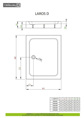 Душевой поддон Radaway Laros D, 100x90 (SLD91017-01)