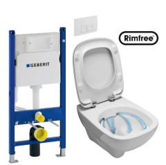 Комплект: Унітаз Kolo Style Rimfree + Інсталяція Geberit Duofix Delta + Кришка Soft-Close + Клавіша Delta 50 (L23120000+458.126.00.1+L20112000+115.135.11.1)