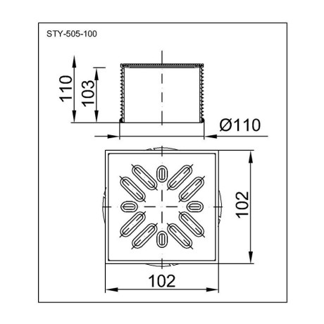 Надставка для трапу Styron, решітка, 10х10 (STY-505-100)
