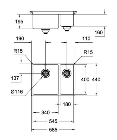 Кухонна мийка сталева Grohe K700U, 58x44 (31577SD0)