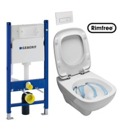 Комплект: Унітаз Kolo Style Rimfree + Інсталяція Geberit Duofix Delta + Кришка Soft-Close + Клавіша Delta 51 (L23120000+458.126.00.1+L20112000+115.105.46.1)