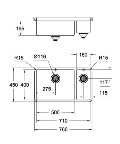 Кухонна мийка сталева Grohe K700U, 76x45 (31575SD0)