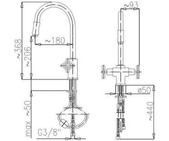 Змішувач для кухні KFA Armatura Symetric, двовентильний, хром (343-210-00)