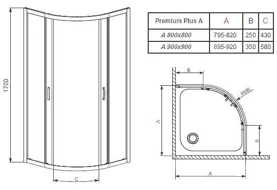 Душевая кабина Radaway Premium Plus, 90x90 (30401-01-01N)