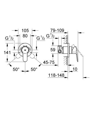 Cмеситель для душа Grohe BauEdge, однорычажный, хром (29040000)