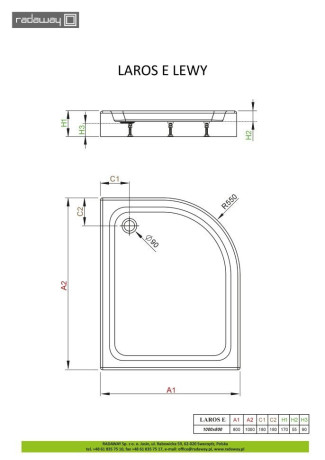 Душовий піддон Radaway Laros E, 100x80 (SLE81017-01L)