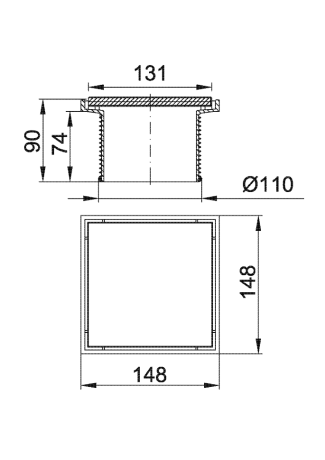 Надставка для трапу Styron, решітка/плитка, 15х15 (STY-505-GFB)