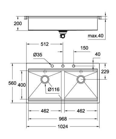 Кухонна мийка сталева Grohe K800, 102x56 (31585SD0)