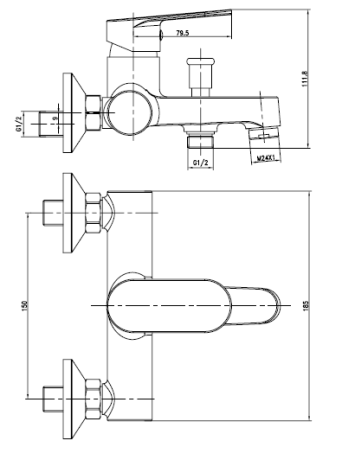 Смеситель для ванны Imprese Lesna, однорычажный, белый (10070W)
