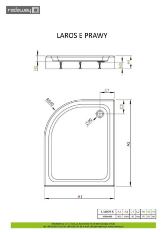 Душовий піддон Radaway Laros E, 100x80 (SLE81017-01R)
