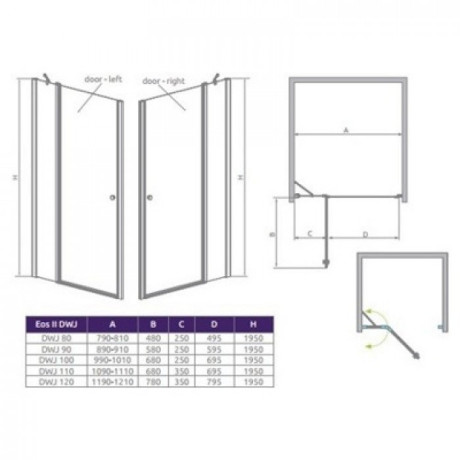 Душевые двери Radaway Eos II DWJ 100L, левые (3799442-01L)
