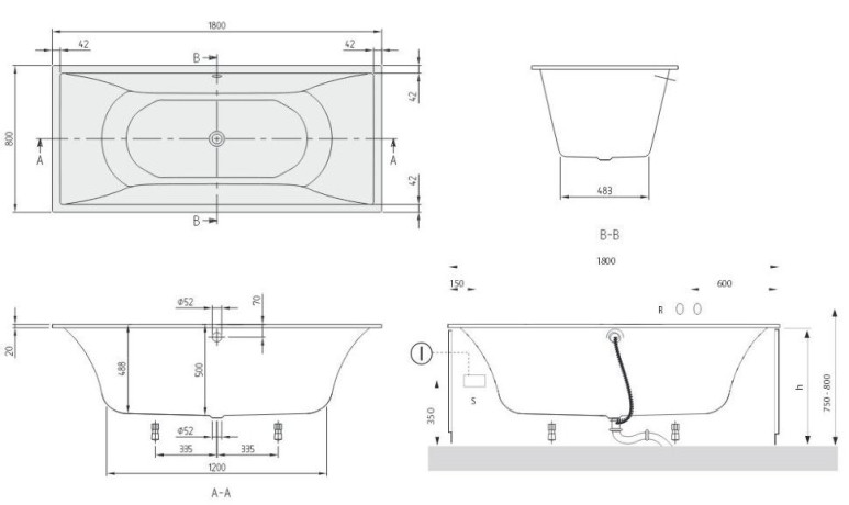Ванна кварилова Villeroy&Boch La Belle, 180х80 (UBQ180LAB2V-96)