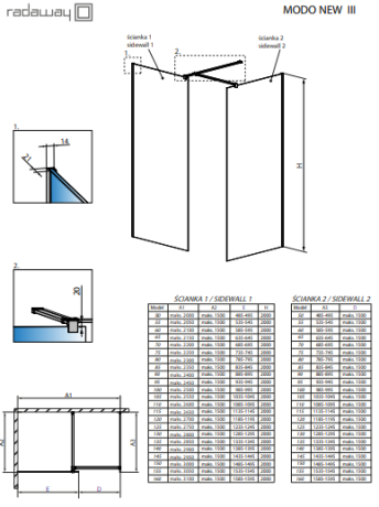 Душова стінка Radaway Walk-In Modo New III 85 (389085-01-01)