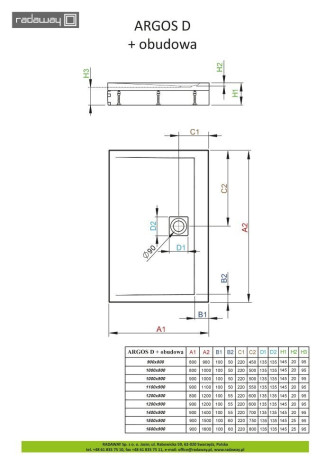 Душевой поддон Radaway Argos D, 90x80 (4ADN89-02)