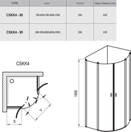 Душова кабіна Ravak Chrome CSKK4, 80x80 (3Q140U00Z1)