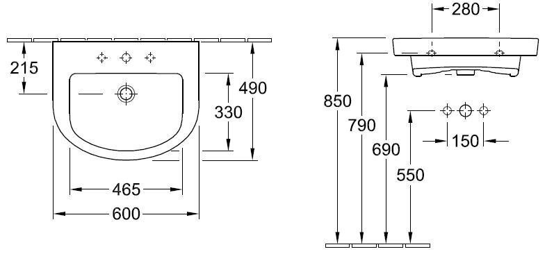 Умивальник підвісний Villeroy&Boch Subway 2.0, 60 (71146GR1)