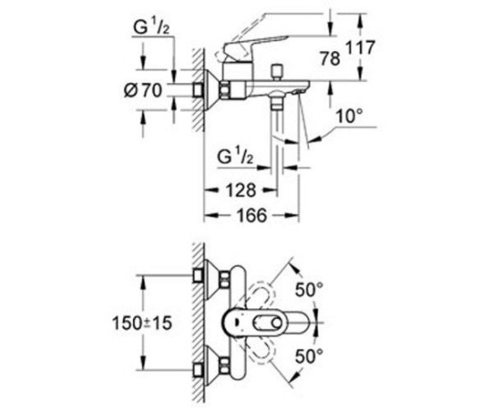 Змішувач для ванни Grohe BauLoop, одноважільний, хром (23341000)