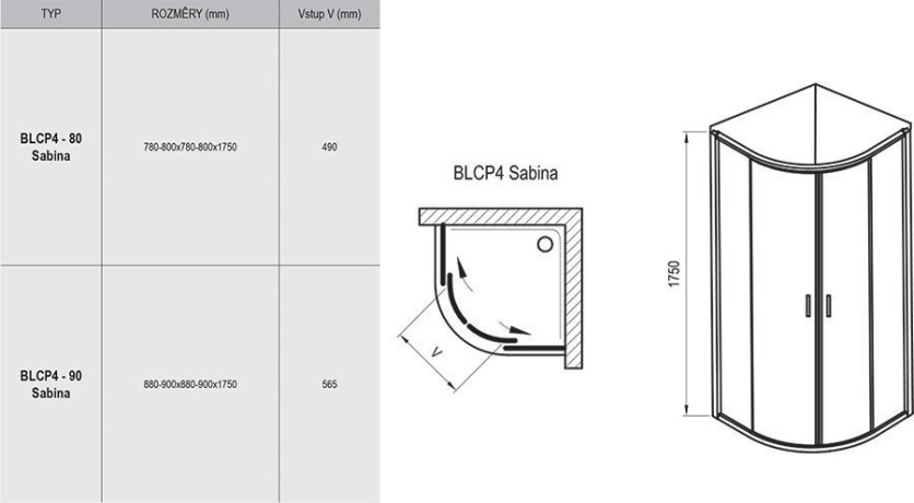 Душова кабіна Ravak Blix BLCP4, 90x90 (3B270C40Z1)
