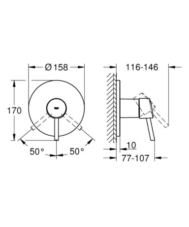 Cмеситель для душа Grohe Concetto, однорычажный, хром (24053001)