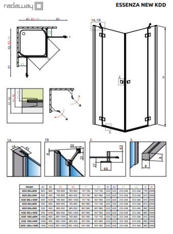 Душевая кабина Radaway Essenza New Black KDD, левая, 90x90 (385060-54-01L)