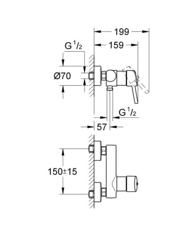 Cмеситель для душа Grohe Concetto, однорычажный, хром (32210001)