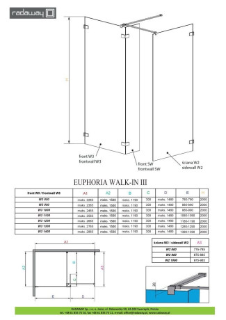 Душова стінка Radaway Walk-In Euphoria III W3 130 (383135-01-01)