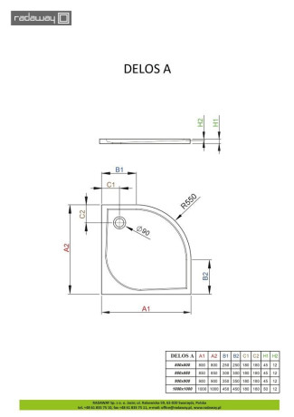 Душовий піддон Radaway Delos A, 90x90 (SDA0909-01)