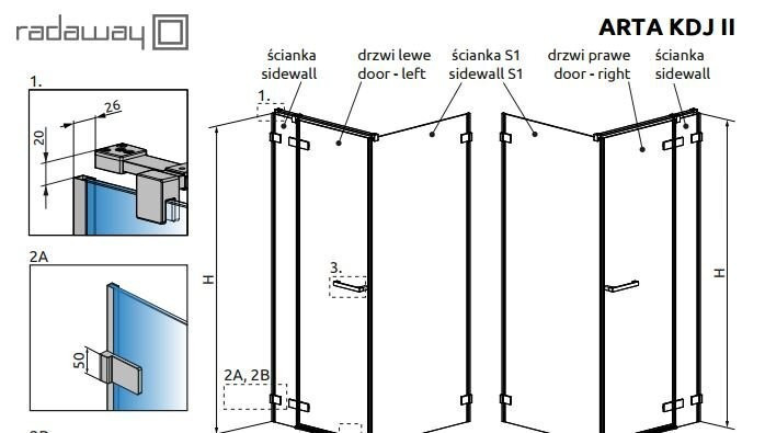Душевая стенка Radaway Arta KDJ II 110, левая (386040-03-01L)