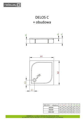 Душовий піддон Radaway Delos C, 100x100 (4C11170-03)