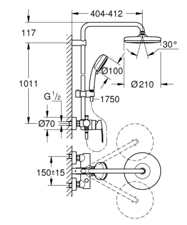 Душова система Grohe Tempesta Cosmopolitan (26224001)