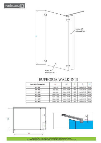 Душова стінка Radaway Walk-In Euphoria IV W4 100 (383142-01-01)