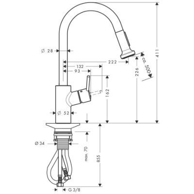 Змішувач для кухні Hansgrohe Talis S2 Variarc, одноважільний, хром (14877000)