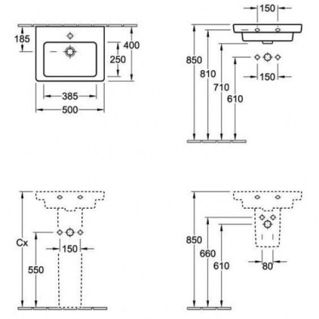 Умивальник підвісний Villeroy&Boch Subway 2.0, 50 (731550R2)