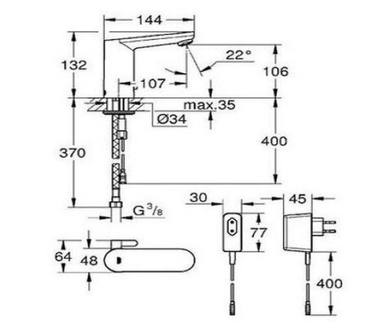 Cмеситель для умывальника Grohe Eurosmart Cosmopolitan, инфракрасный, хром (36325001)