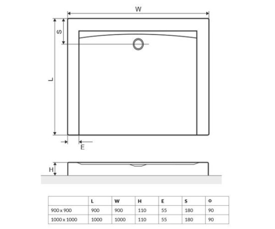 Душевой поддон Excellent Forma Compact, 90х90 (BREX.FOR09WHC)
