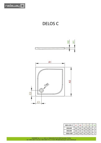 Душовий піддон Radaway Delos C, 90x90 (SDC0909-01)
