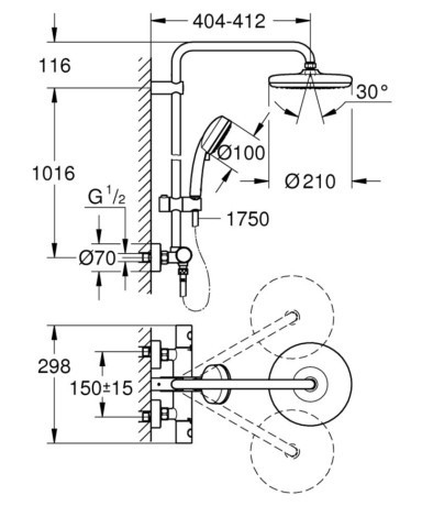 Душова система Grohe Tempesta Cosmopolitan (27922001)
